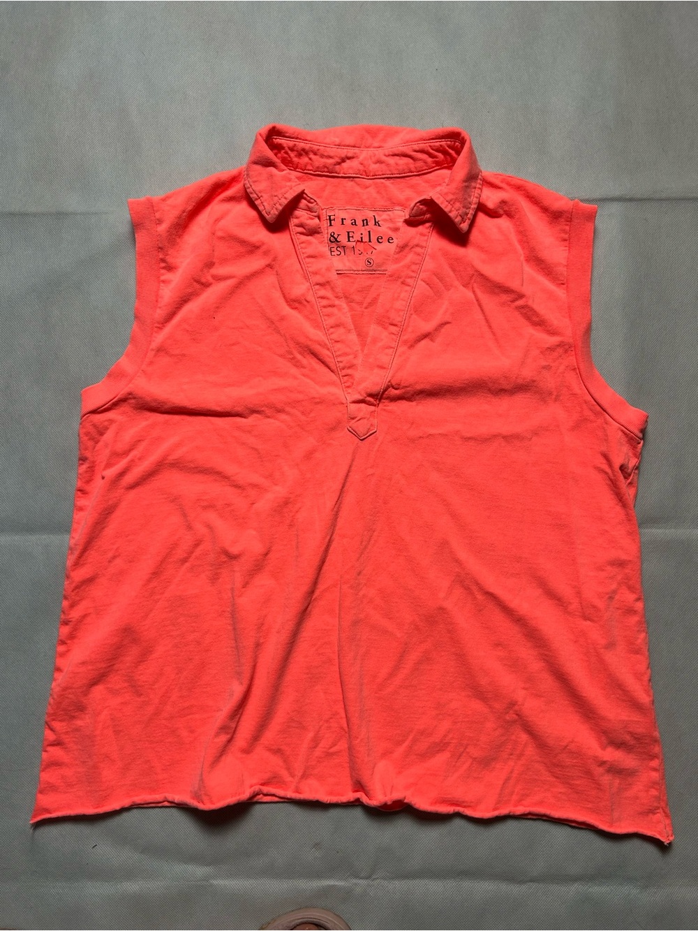 Frank & Eileen neon orange collared tank top size small